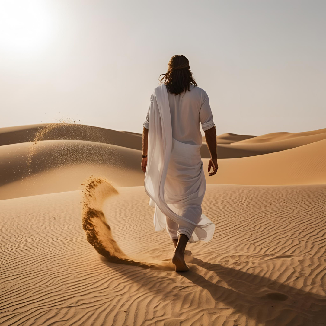 Jesus walking in the desert